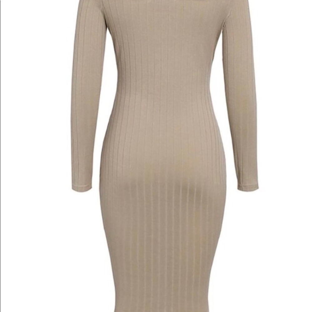 Stripes long sleeve Off shoulder body con dress - Picture 7 of 8